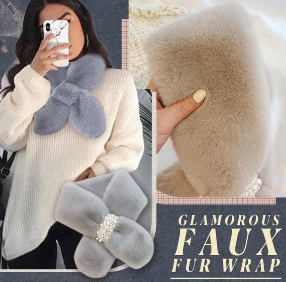 Winter Diamond Faux Fur Wrap tørklæde - Image 2