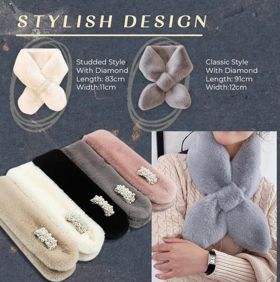 Winter Diamond Faux Fur Wrap tørklæde - Image 5