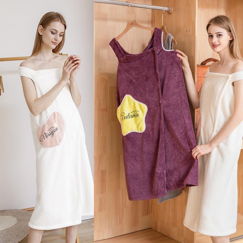 Kvinder Quick Dry Bærbare Microfiber plys badekåber - Image 5