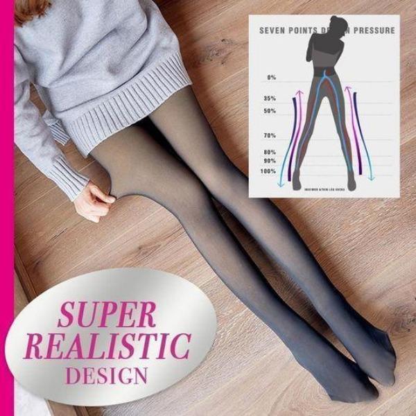 Fejlfri ben falsk gennemsigtig varm fleece strømpebukser - Image 5