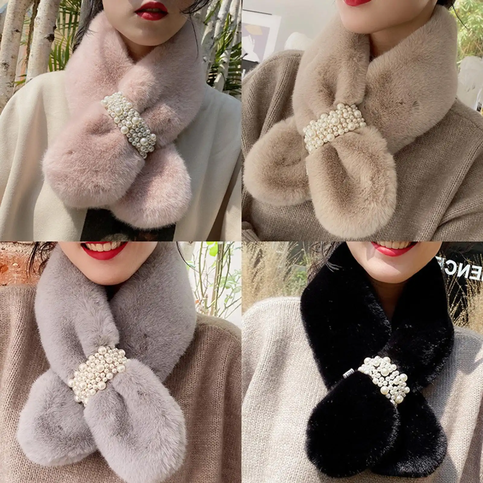 Winter Diamond Faux Fur Wrap tørklæde